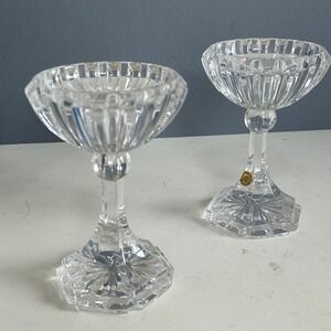Block Crystal Candle Holders 24% Full Lead Elegant Starburst Slovakia